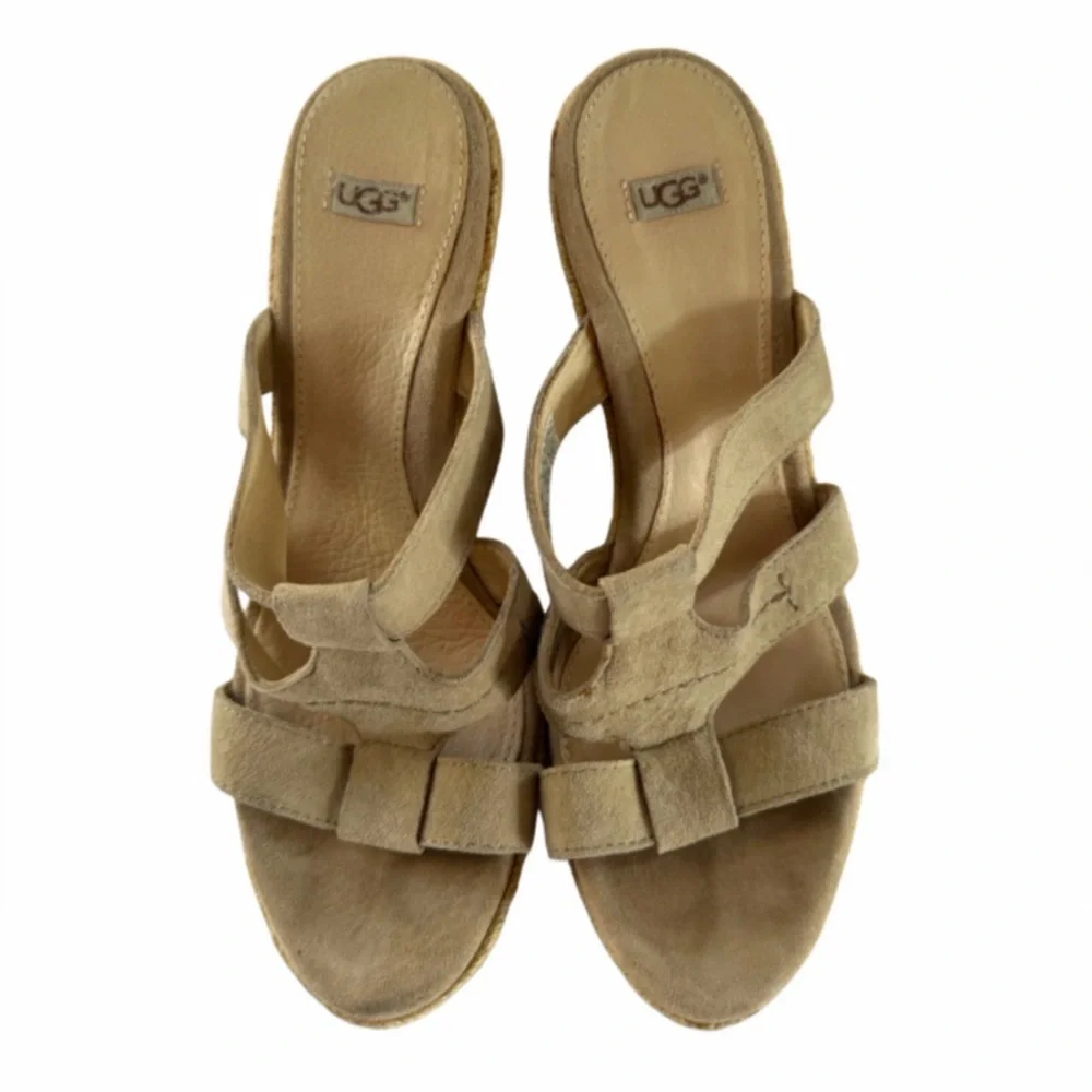 UGG Women's Tan Suede Wedge Sandals - size 7.5